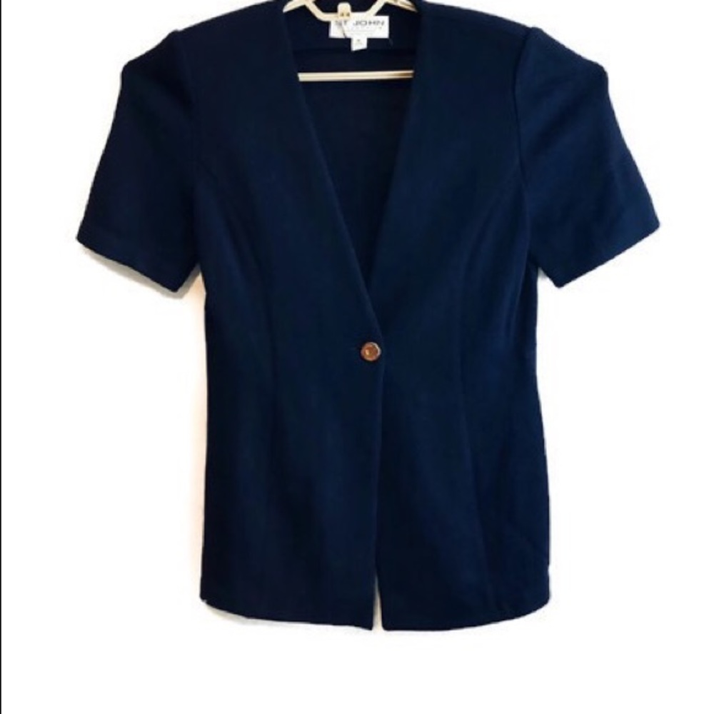 St John Navy short sleeve Blazer Gold Button 6